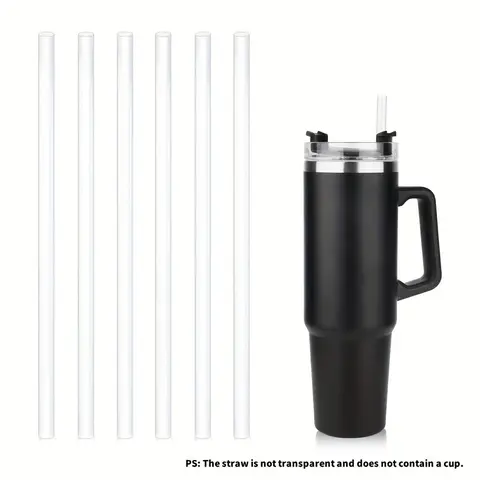 Extra Long Reusable Straw, Plastic Reusable Straw, 6 Counts/set Replacement Straw for 40oz/30oz Cup, Sports Bottle Straw, Tumbler Straws, Drinking Straws, Sports & Outdoor Accessories