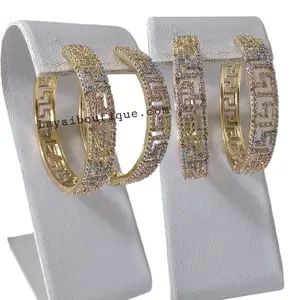 LaYaiBoutique #2374 tricolor earrings, 14k gold plated (large size)