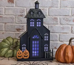 Home Reflections 18" Lit Metal Haunted House