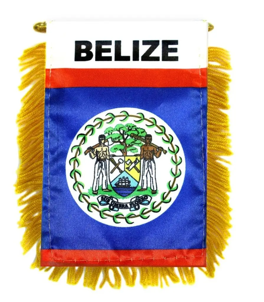 Belize Mini Plastic Double-Sided Hanging Banner with Hanger, Glass Window Flags, Party Decoration Supplies for Home Festive Use