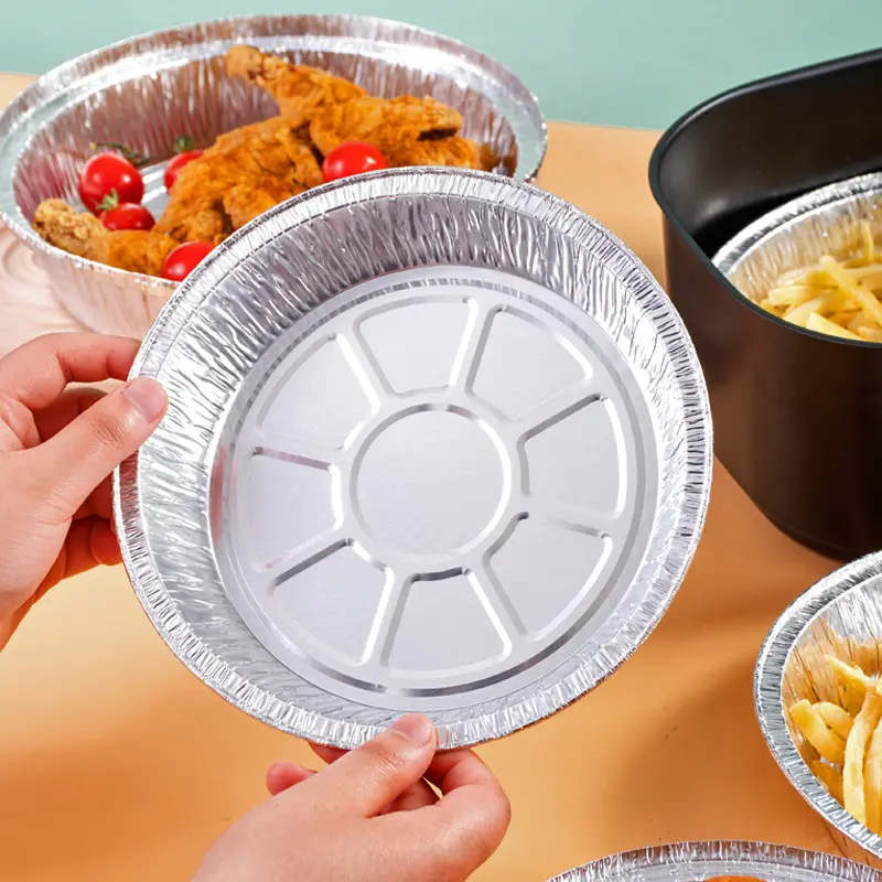 10 pcs Tin foil tray air fryer special oven foil tray tin foil mat ware grill tray tin foil tray pizza crust tray bowl Disposable Cookware Cooking kitchen accessories Kitchenware