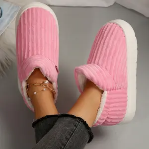 Women's Closed-Back Slippers Faux Warm Non-slip Outdoor Indoor House Shoes with Fuzzy Collar