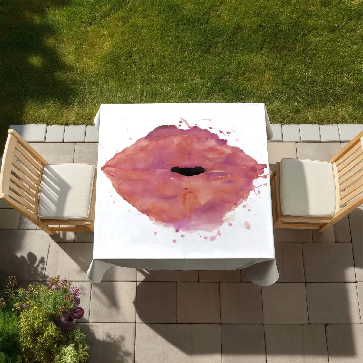 360 Stand Blush Pink Watercolor Tablecloth (58x58 in) - Weather Resistant, Patio Dining Table Cover, Outdoor Patio Furniture Decor for Indoor Outdoor Use (Model C1TC58584JR03I), Indoor-Outdoor Tablecloths