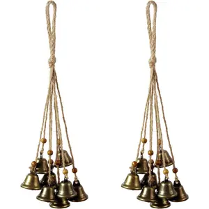Hanging Witch Bells for Door,2 Pc Door Bell Hanger Christmas Bells for Witchy Home Decor 8 Brass Bells Witchcraft Supplies