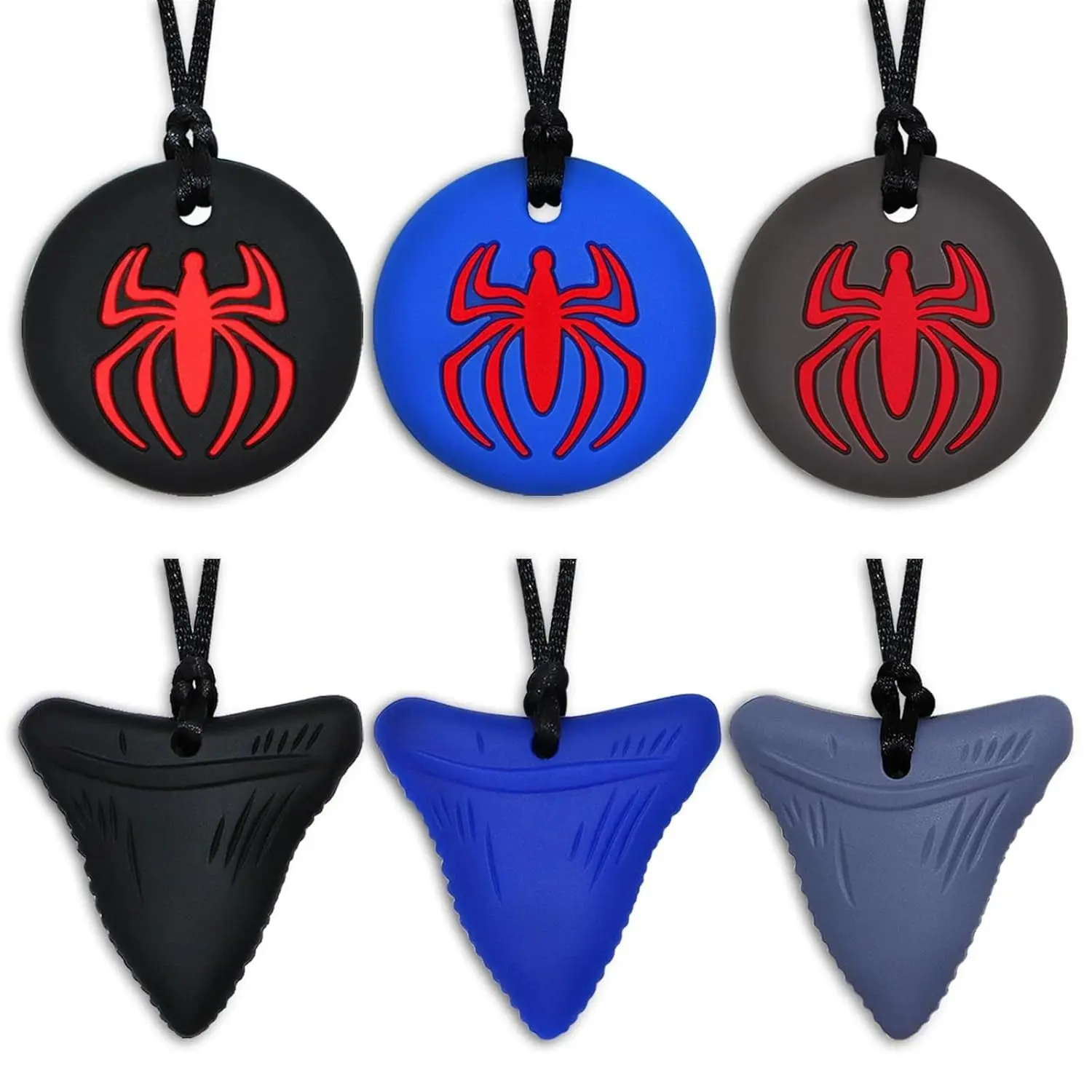BY-FAN24 Chew Necklaces for Sensory Kids Boys Girls and Adults, 6 Pack Sensory Necklace for Autism, ADHD, SPD, Silicone Adult Teething Necklace Reduce Chewing Biting Fidgeting