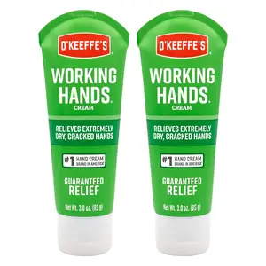 O'Keeffe's Working Hands Hand Cream; Relieves and Repairs Extremely Dry Hands; 3 oz Tube; (Pack of 2)