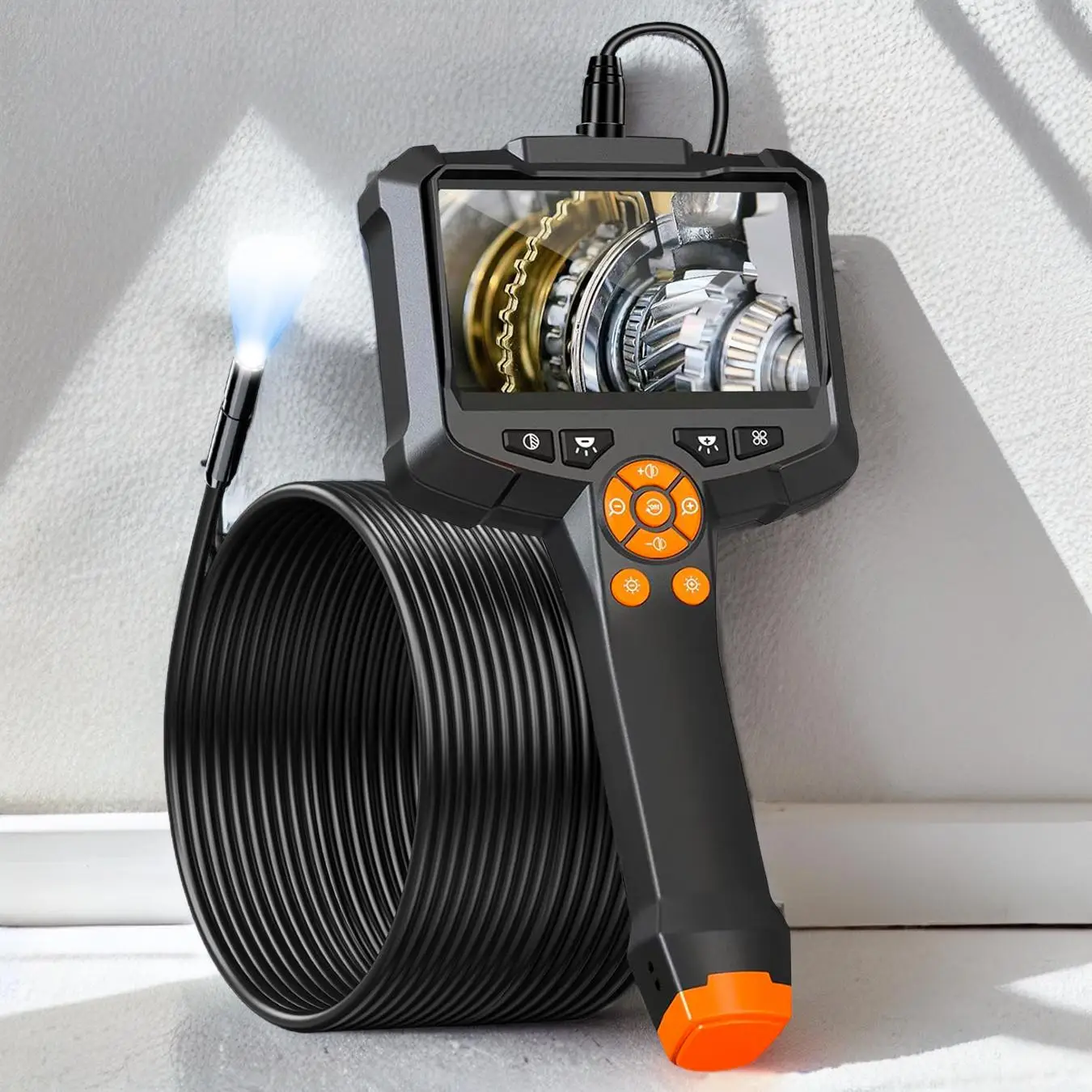 Borescope Camera with Light, 1 Count 1080P HD Inspection Camera with 4.3 Inch Screen & Semi-Rigid Cable, IP67 Waterproof Endoscope Snake Camera with C