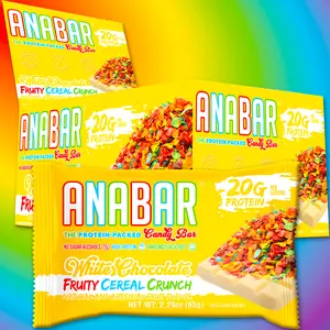 Anabar Fruity Cereal Crunch White Chocolate - 12 Pack - Best Tasting Protein Bar With 20g Protein & No Sugar Alcohols. Candy Bar Flavor With Protein Bar Nutrition.