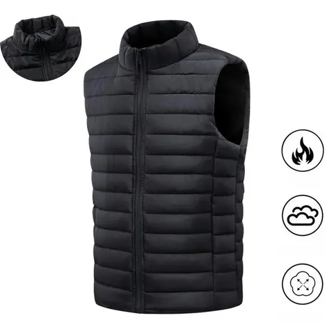 Men's Lightweight Foldable Outdoor Quilted Vest Jacket, Insulated Warm Puffy Winter Heated Coat, Suitable for Running, Traveling, Casual Wear, Breathable Bubble Cotton Stretch Men’s Outdoor Jacket full  zip  vest heavyweight full-zip trendy warm tiktoksho