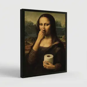 Funny Mona Lisa Bathroom Wall Art Humor Amusing Toilet Art Pinching Nose Wall Decor