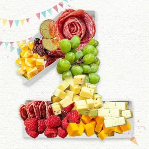 Charcuterie Cardboard Number Fillable Shaped Treat Decorative Box Anniversary Birthday Table Centerpiece (1 Style, 9inch)