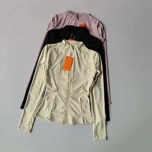 Chaqueta deportiva con cremallera para mujer, camisa de Yoga para Fitness, abrigos para entrenamiento y correr, cárdigan cálido de manga larga para gimnasio, chaqueta ajustada ajustada, ropa deportiva