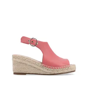 CREW ESPADRILLE WEDGE HEELED SANDALS - Coral PU