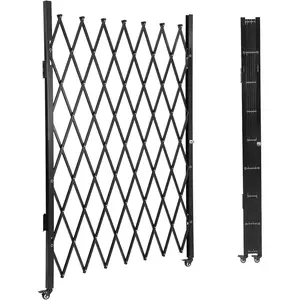 GAOMON Single Folding Security Door, 61 in H x 71 in W Portable Flexible Expandable Fence Gate, Steel Accordion Security Gate with 360°Rolling Wheel - Ideal for Courtyards, Garages, Gardens
