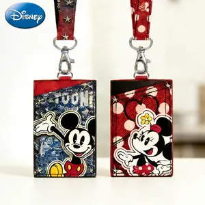 1PC Disney Officially Licensed Mickey Minnie Card Holder Adorable Animal Collectible Anime Peripheral Portable Novelty  Travel Document Passport ID Card Holder Lanyard Bag Daily Accessory Gift