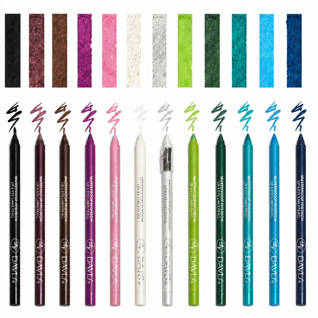 12-Colors Gel Eyeliner & Lip Liner Pencil Set, Waterproof 2-in-1 Makeup Pencils, Long-Wearing, Smudge-Proof & Transfer-Resistant