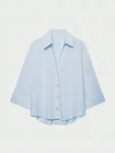 Women's Fashion Casual Simple Versatile Wide Sleeve Collared Shirt for Spring and Summer, Stylish Ladies' Blouse for Daily Wear
