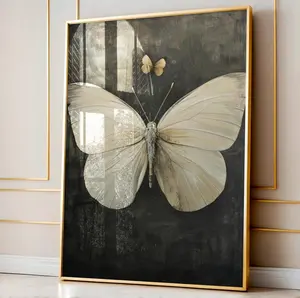 Boho White Vintage Butterfly Print, Dark Moody Insect Wall Art, Cottagecore Decor, Antique Moth Painting, Boho Floral Woodland Moth Wall Art, Trendy Dorm, Home Decor, Digital Printr, Vintage Bar Print, UNFRAMED, Unique Vintage Style Artwork for Bedroom