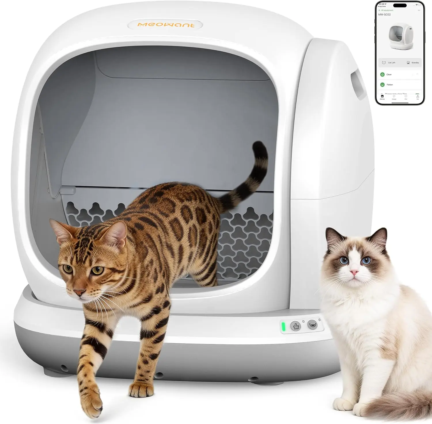 Meowant SC02 75L Large Smart Self-Cleaning Cat Litter Box with Pee Guard, Odor Removal, Anti-Pinch Design, Easy Installation for Multiple Cats, Self Cleaning Litter Box, Smart Litter Box