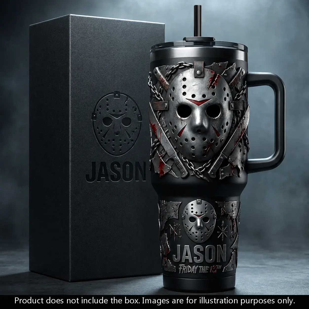 Jason Friday The 13th Horror Halloween Tumbler 40oz, Stainless Steel Insulated Travel Mug With Handle, Horror Movie Fan Gift