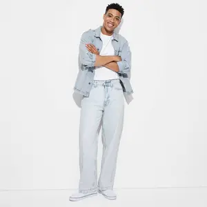 Men's Baggy Fit Jeans - Original Use Light Wash 40x32: Midweight Denim, Straight Leg, Fly Button Closure