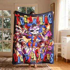 Amazing Digital Circus Flannel Blanket Large Size Soft Lightweight Warm Perfect For Bed Sofa Office Camping Travel Gift Anime Cartoon Fans Birthday Cozy Plush Throw