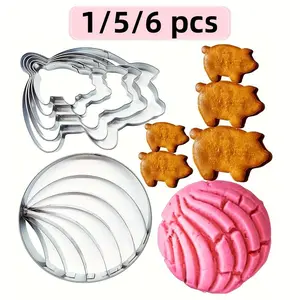 1/5/6 Piece Bread Mold Pig Cookie Mould DIY Bread Cutter Christmas Gift Party Supplies, Perfect for Baking and Holiday Celebrations, Bakeware