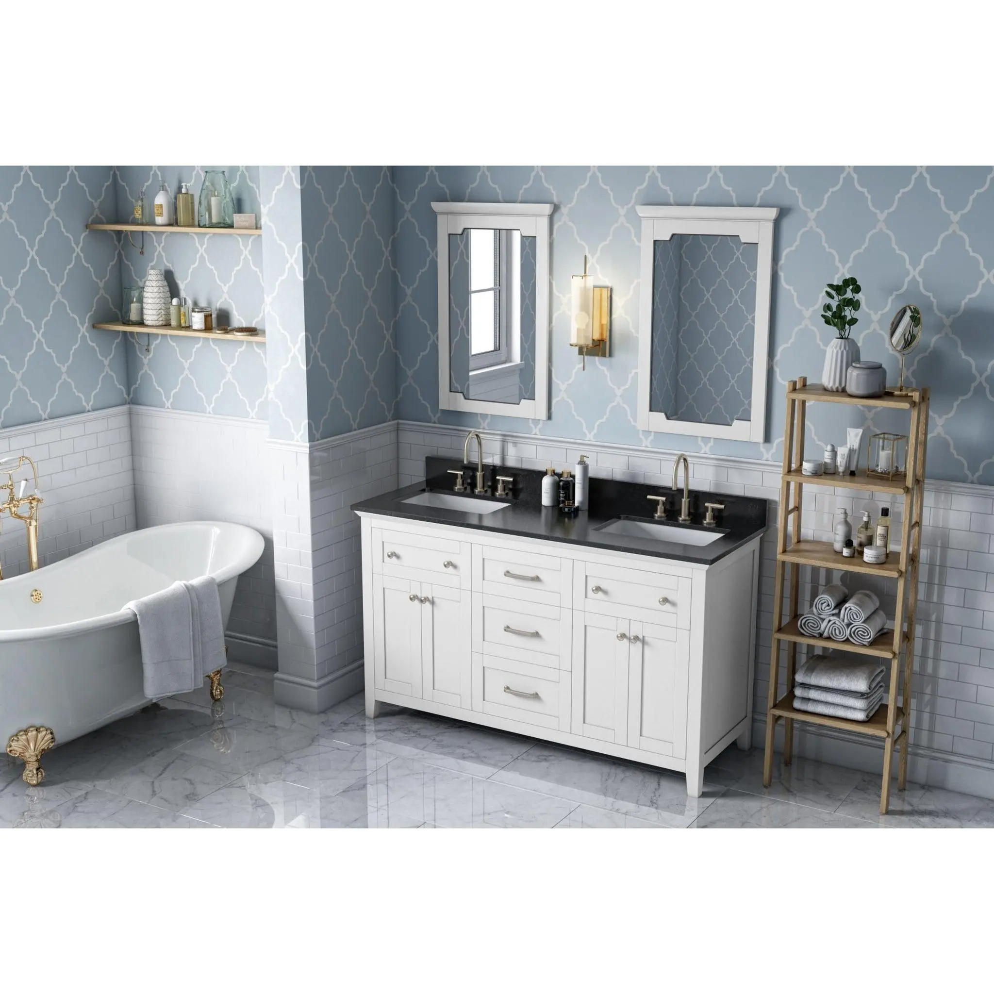 Hardware Resources Jeffrey Alexander Chatham 60" White Freestanding Vanity