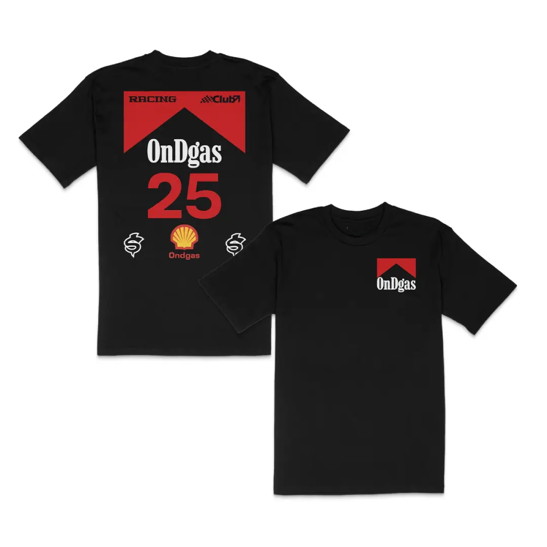 OnDGas Racing 25 Graphic T-Shirt USA – Street Racing Logo Double Sided Shirt for Car Enthusiasts Men