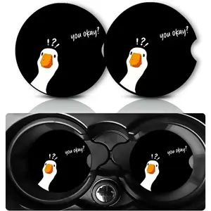 2Pack Rubber Duck  Cup Holder Coasters, Coasters for Cup Holders,2.75"  Anti Slip Rubber Mat with Finger Slot,Duck  Accessories Interior Decor,Ducks Gifts for Women,Men