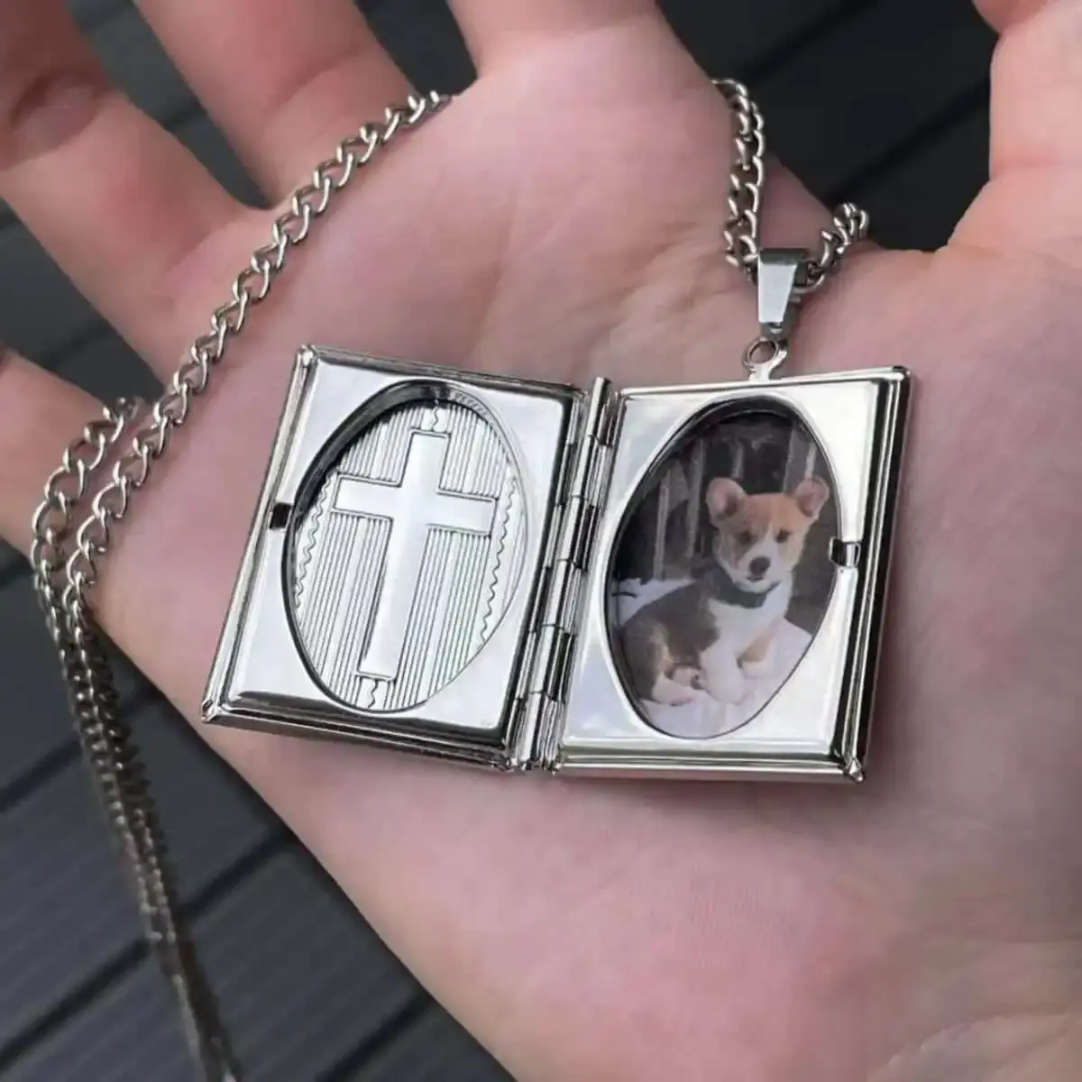 New Can Be Opened Cross Book Shape Photo Locket Box Pendant Necklace for Women Men Charm Carved Picture Jewelry Belief Gift 2026