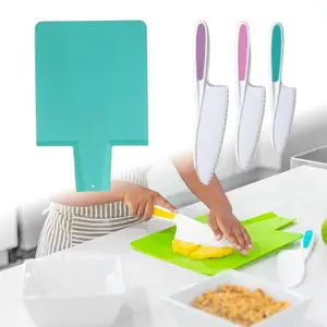 4PCS Safe Knife Set with Cutting Board - Perfect for Youngsters' Cooking & Baking, Food-Safe Plastic Kitchen Tools Kitchen Educational Learning Tools Perfect Birthday Gift