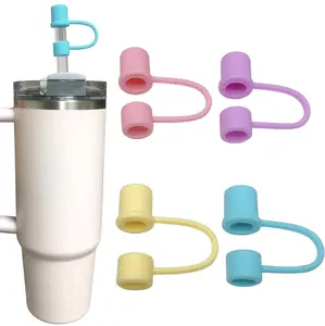 4-Pack Colorful Silicone Straw Covers for Stanley Tumblers - 0.4in Dust-Proof Toppers for 30 & 40 oz Cups with Handles, Reusable Straw Tips Drinkware