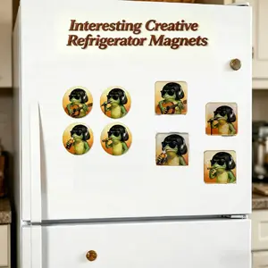 4pcs Frog Meme Fridge Magnets, Creative Metal Refrigerator Stickers, Handmade High-Quality Decorative Magnetic Tiles for Home Kitchen Office