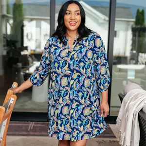 Lizzy Dress in Navy and Bright Paisley Floral - Elevate Your Style Now!