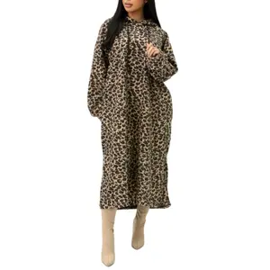 Leopard Collection Fleece Hoodie Dress ONESIZE Cozy and Stylish for All Seasons