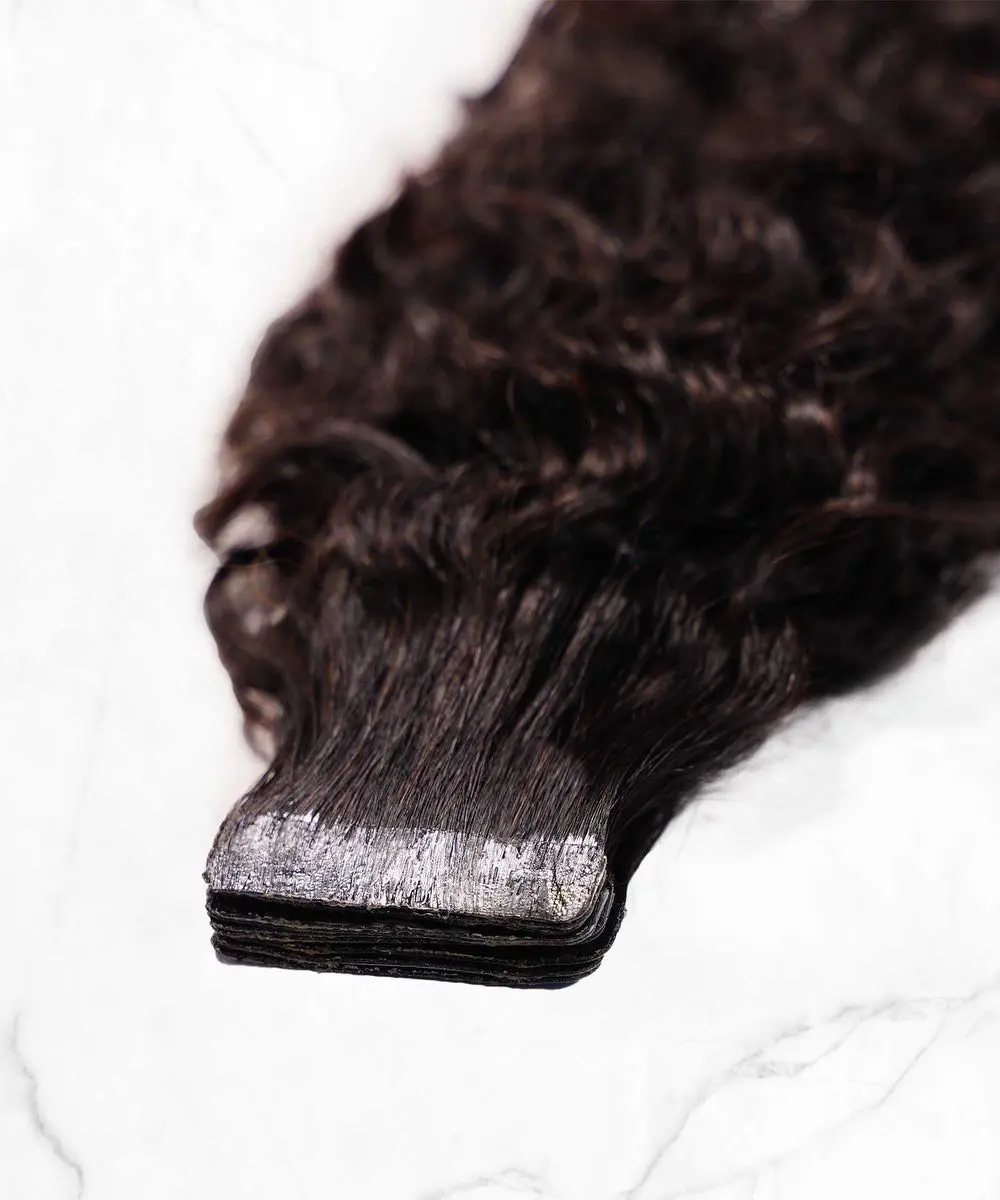Perfect Locks Tight Curly Classic Tape-In Hair Extensions - 100% Remy Human Hair, 1.5 Inch Wide, Premium Blue Bonded Keratin Tape, Lightweight & Natural Look