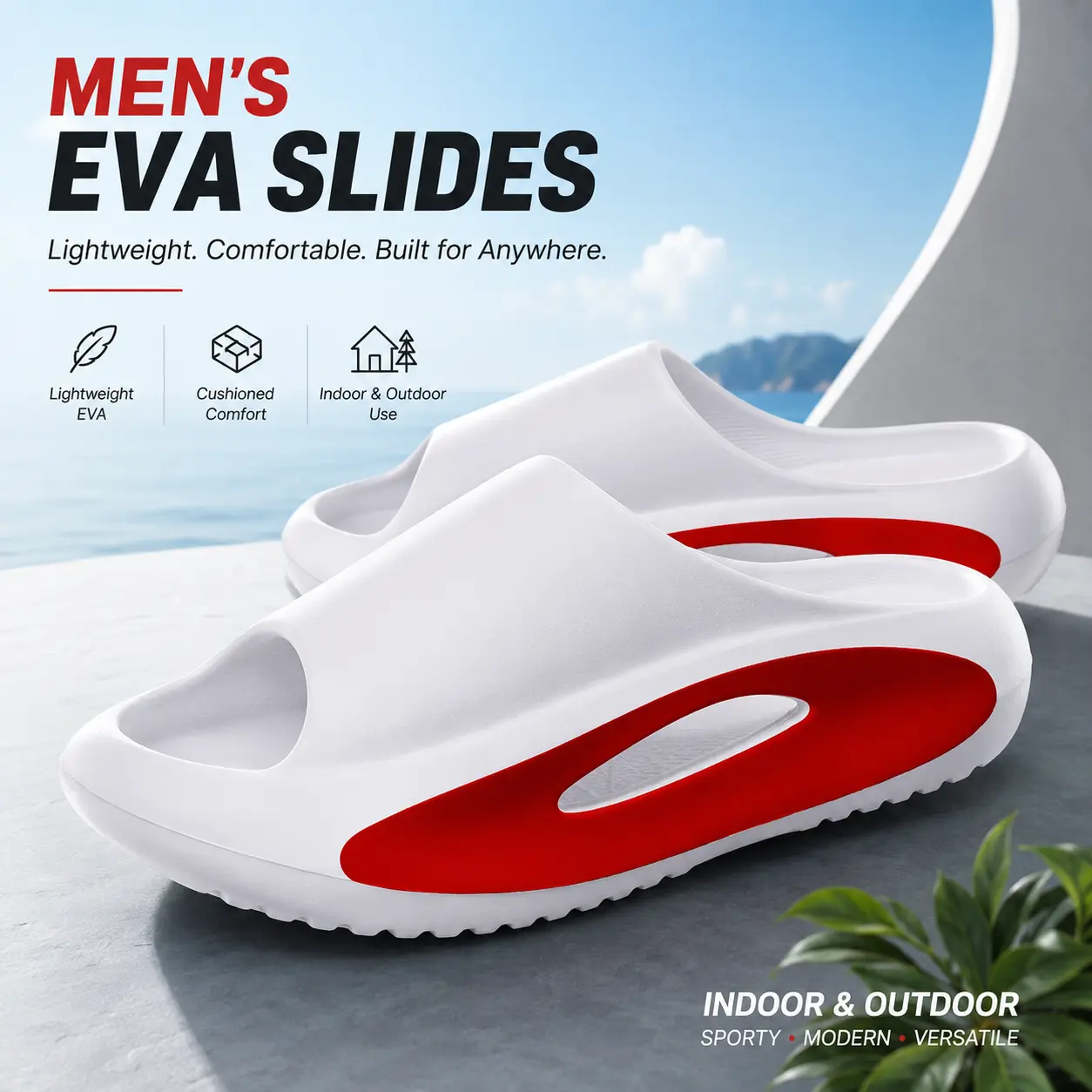 2026 Men's Summer Color-Block Hollow-Out Casual Slipper Sandals - Lightweight Breathable Footwear with Stylish Design, Indoor Slippers for Daily Outdoor & Indoor Use