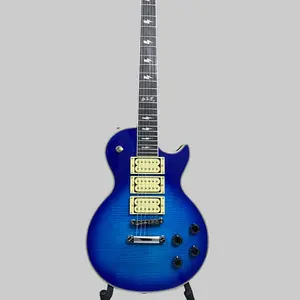 LP shape 6 String Guitar Blue Burst Flame Maple veneer 3H pickup