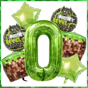 8pcs Pixel Style Number Balloons Set, Star Shaped Party Decorations, Balloon Party Supplies, Ideal for Birthday Parties, Happy Anniversary Decorations, Event Decoration
