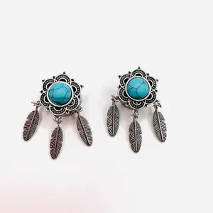 Turquoise Dreamcatcher Ear Plugs Gauges stainless steel ear tunnels