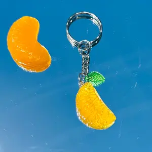 Realistic Orange Slice Keychain Bag Charm Handmade Vibrant Orange Color Functional Metal Ring Accessory for Bags and Keys