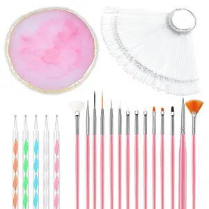 71 in 1 Nail Art Brushes Set with Resin Nail Art Palette, 50 Pcs Clear Nail Swatch Sticks, 5 Pcs Nail Dotting Pens, Nail Tech Supplies Tools for Nail Art