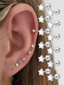 Star Design Stud Earrings, Stainless Steel Hypoallergenic Post Earrings for Women & Girls, Fashion Jewelry for Party, Daily Clothing Decor, Trendy All-match & Exquisite Jewelry for Birthday Gift, Fashion Chic Accessories