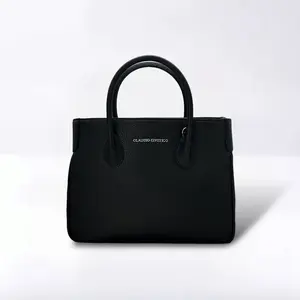 CLAUDIO CIVITICO Handbags - Black Satchel purse with silver hardware