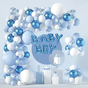 121PCS Blue White Balloon Arch Garland Kit - Baby Boy Balloons for Boys Baby Shower Decorations Birthday Engagement Party Gender Reveal Decor