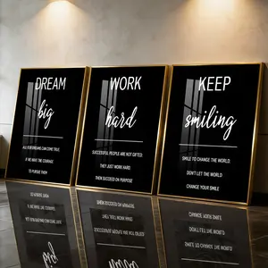 3Pcs Aluminum Alloy Framed Painting, Dream Big Work Hard Keep Smiling Quote Picture, Home Decoration For Living Room, Bedroom, OfficeWall Decor, Odorless Print Design Artwork, Luxury Perfect Gift For Friends And Family