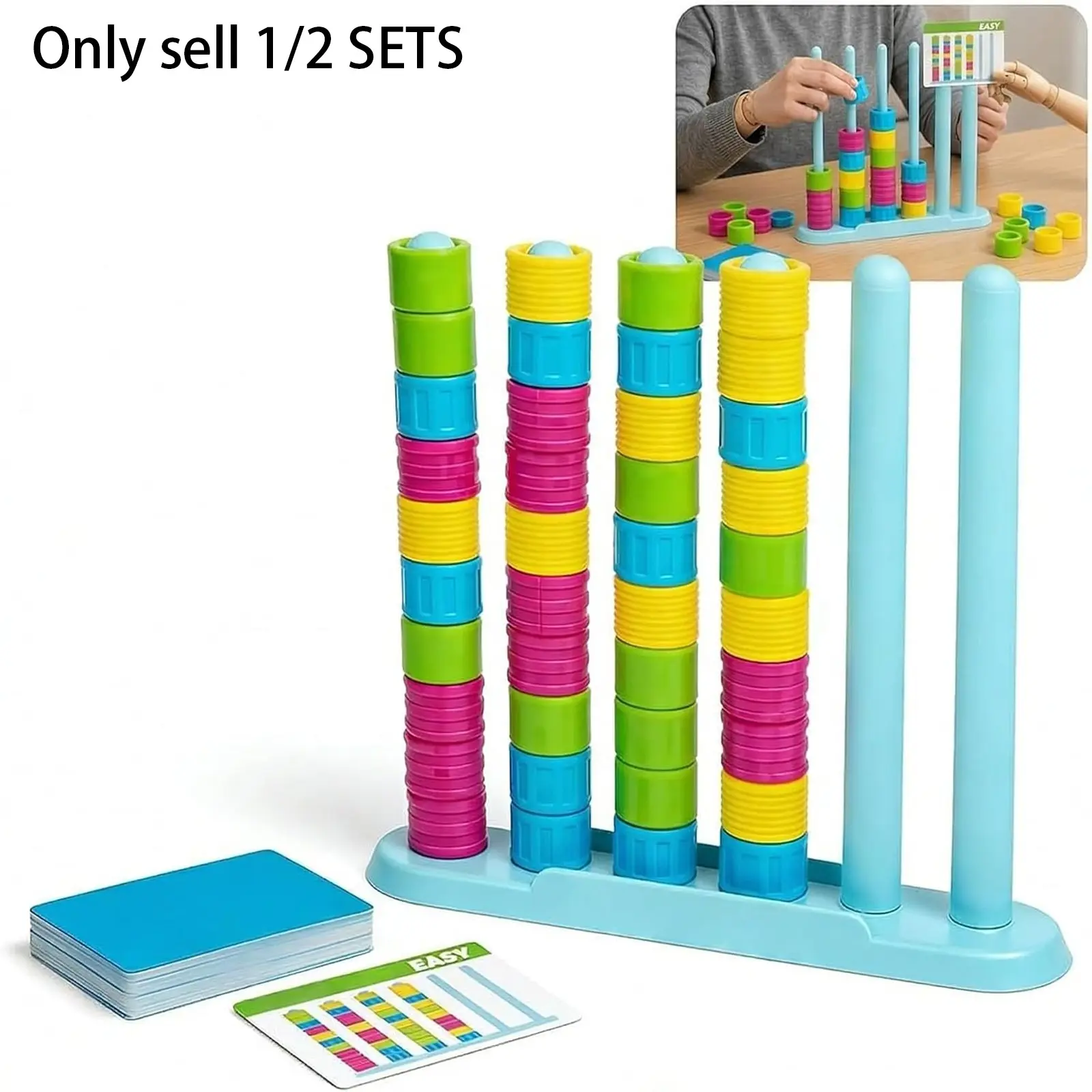 1/2 SETS Color Stack Challenge, Color Stack Challenge Game, Fast-Paced Color Match Stacking Board Game Quick Thinking Head-to-Head Party Game, for Fun Parties and Family Game Night, Stacker, Stacking Block Game, Tower Stack Game