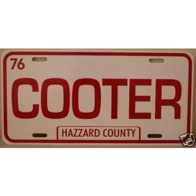 Dukes of Hazzard County Cooter Metal License Plate Tag, 6x12in Vinyl Dukes Replica Fit Collectible Tag for Die-Cast Displays, Redneck Southern Rebel Themed Novelty Sign for Garage Man Cave Home Decor, 6 X 12, Classic