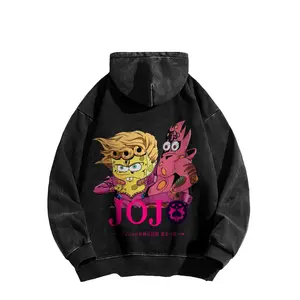 JoJo's Bizarre Adventure anime-style hooded sweatshirt design-Long Sleeve Cotton Unisex Vintage Hoodie